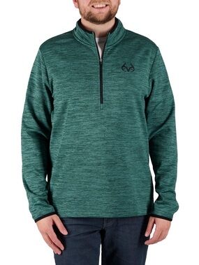 Men’s Realtree Mockneck Quarter Zip Fleece Pullover Green Size Large